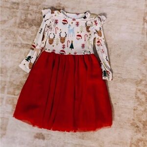 Festive Red and White Kids Formal Dress